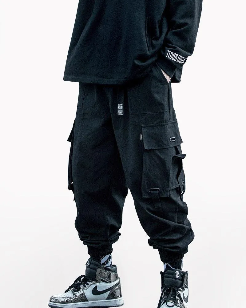 Techwear Street Style Cargo Black Pants