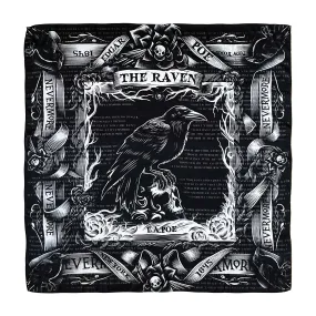 The Raven by Edgar Allan Poe Square Satin Scarf. Black scarf, Goth scarf, Gothic Scarf, Nevermore. Neck Scarf, Headscarf, Bag Scarf, Shawl.