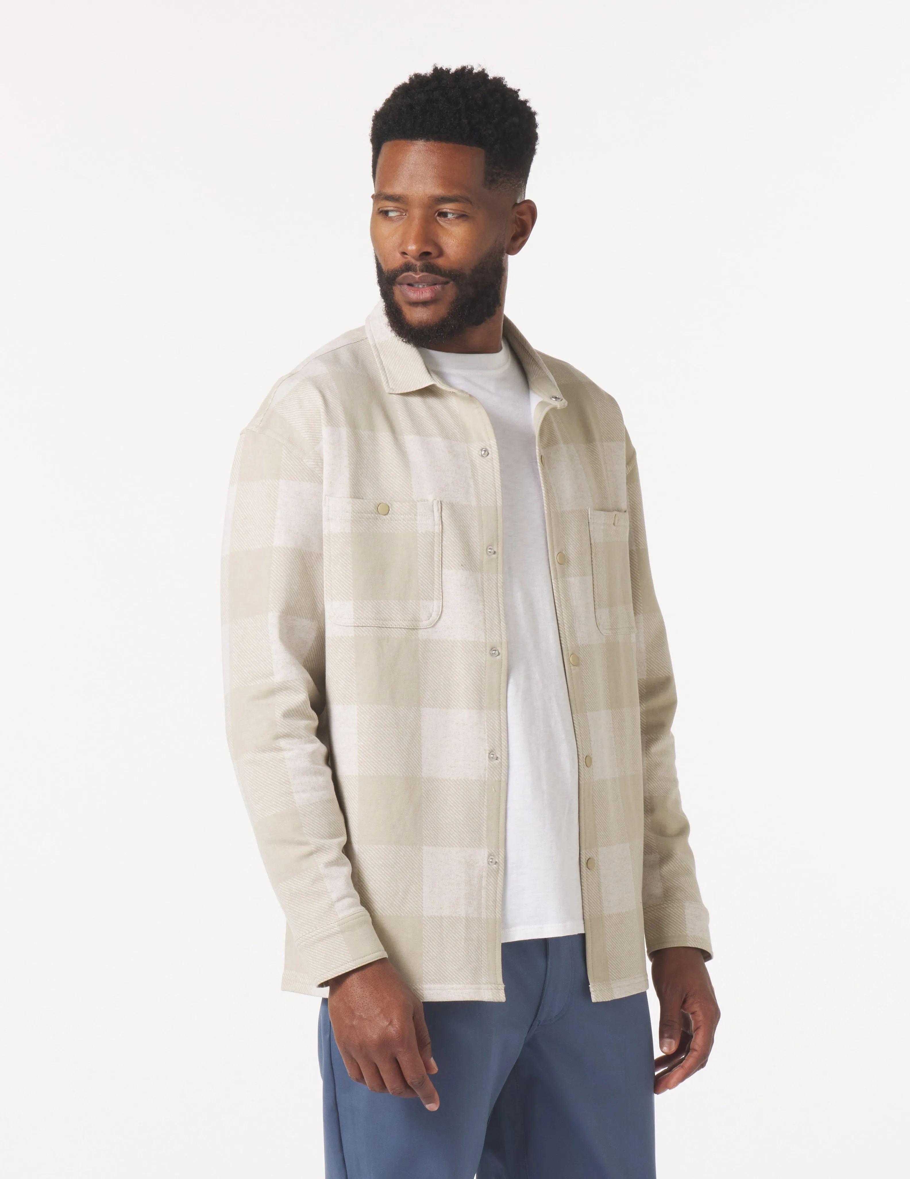 Trek Shirt: Oatmilk/Linen Buffalo Plaid