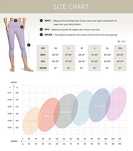 TSLA High Waist Yoga Pants with Pockets, Tummy Control Yoga Leggings, Non See-Through Workout Running Tights, Capris Pocket Peachy Black,