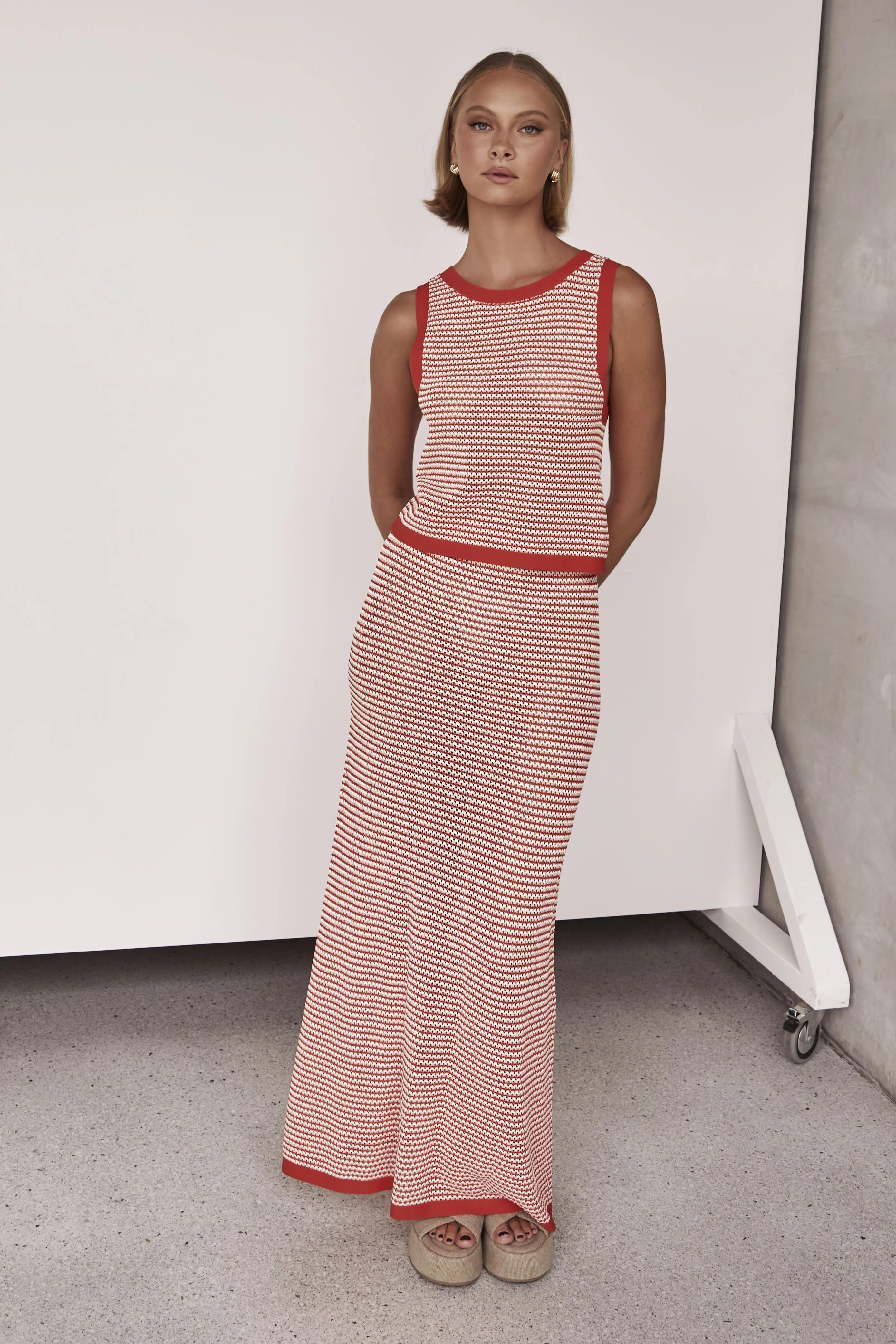 Val Knit Maxi Skirt (Red)