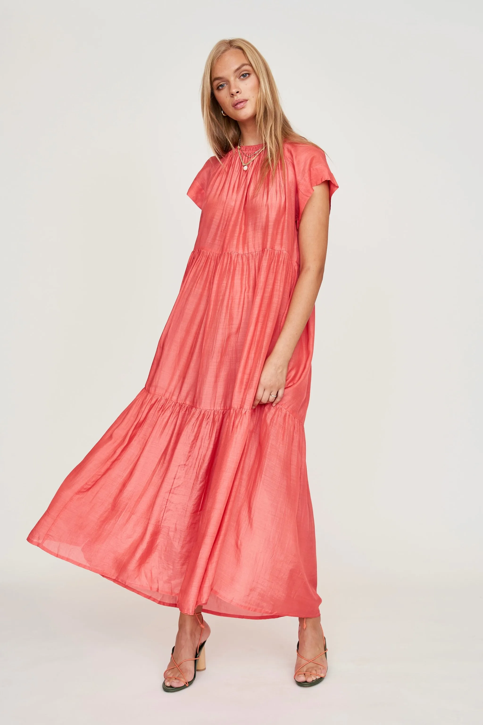 Vienna Maxi Dress in Coral
