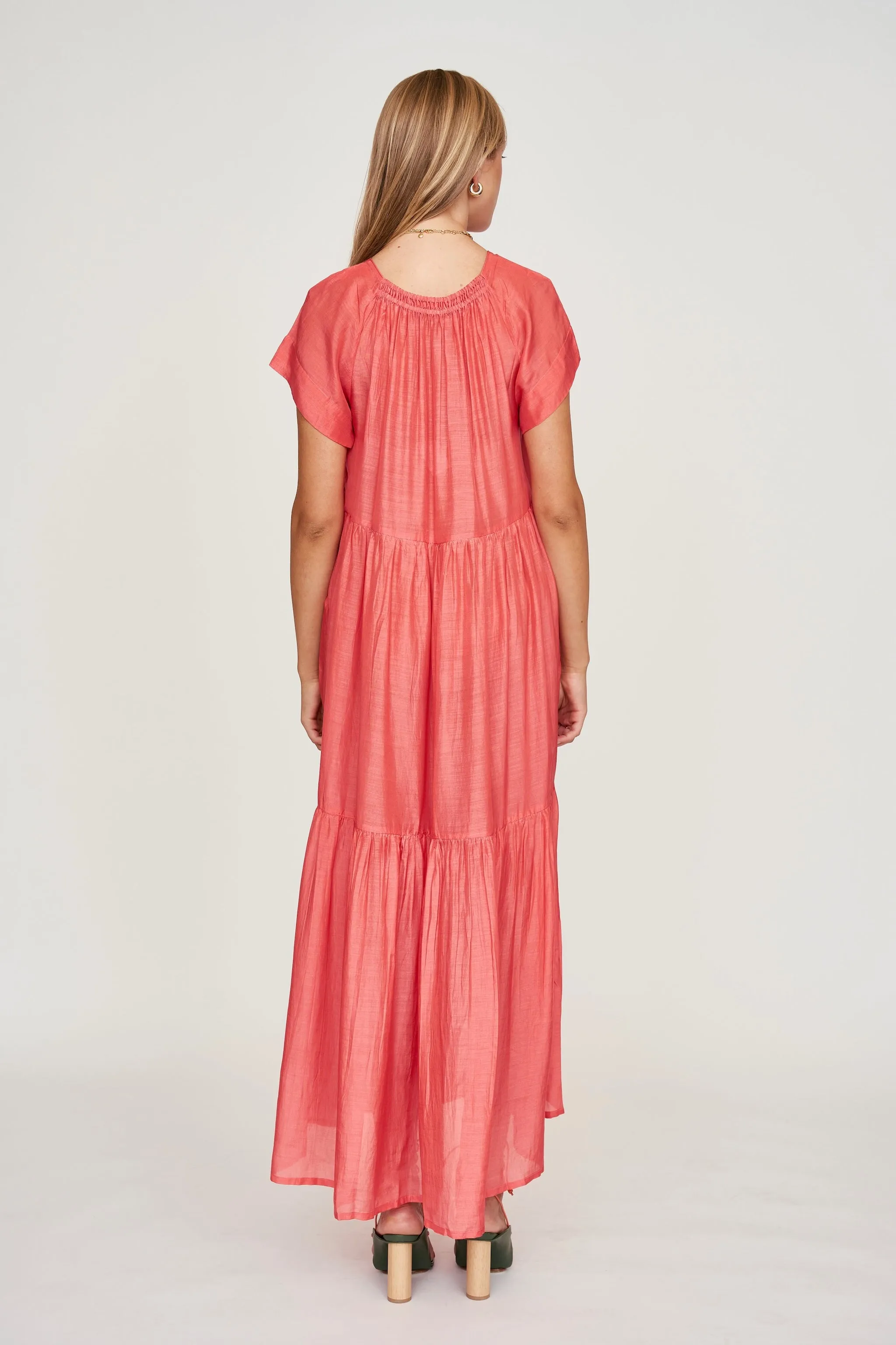 Vienna Maxi Dress in Coral