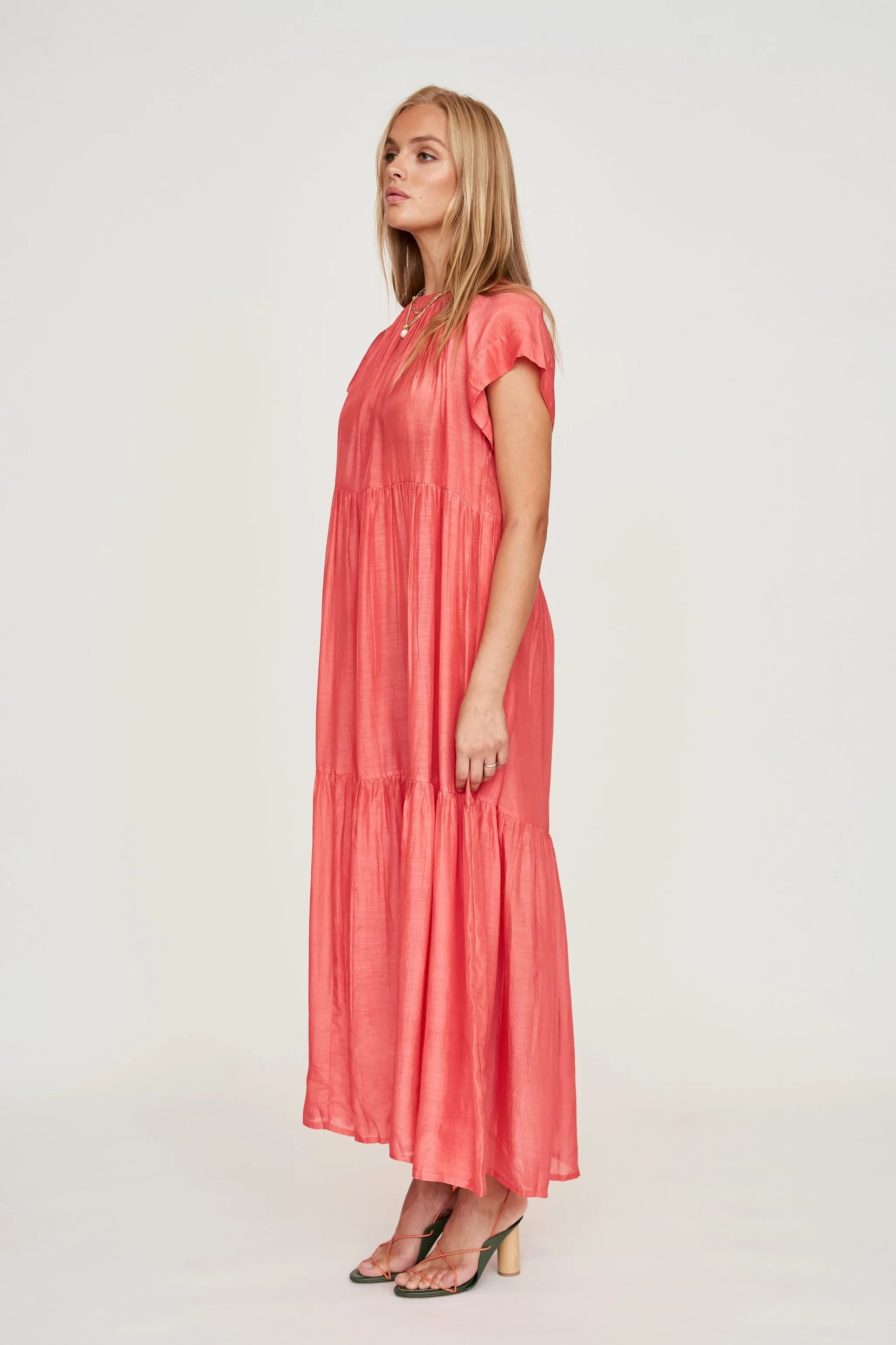 Vienna Maxi Dress in Coral