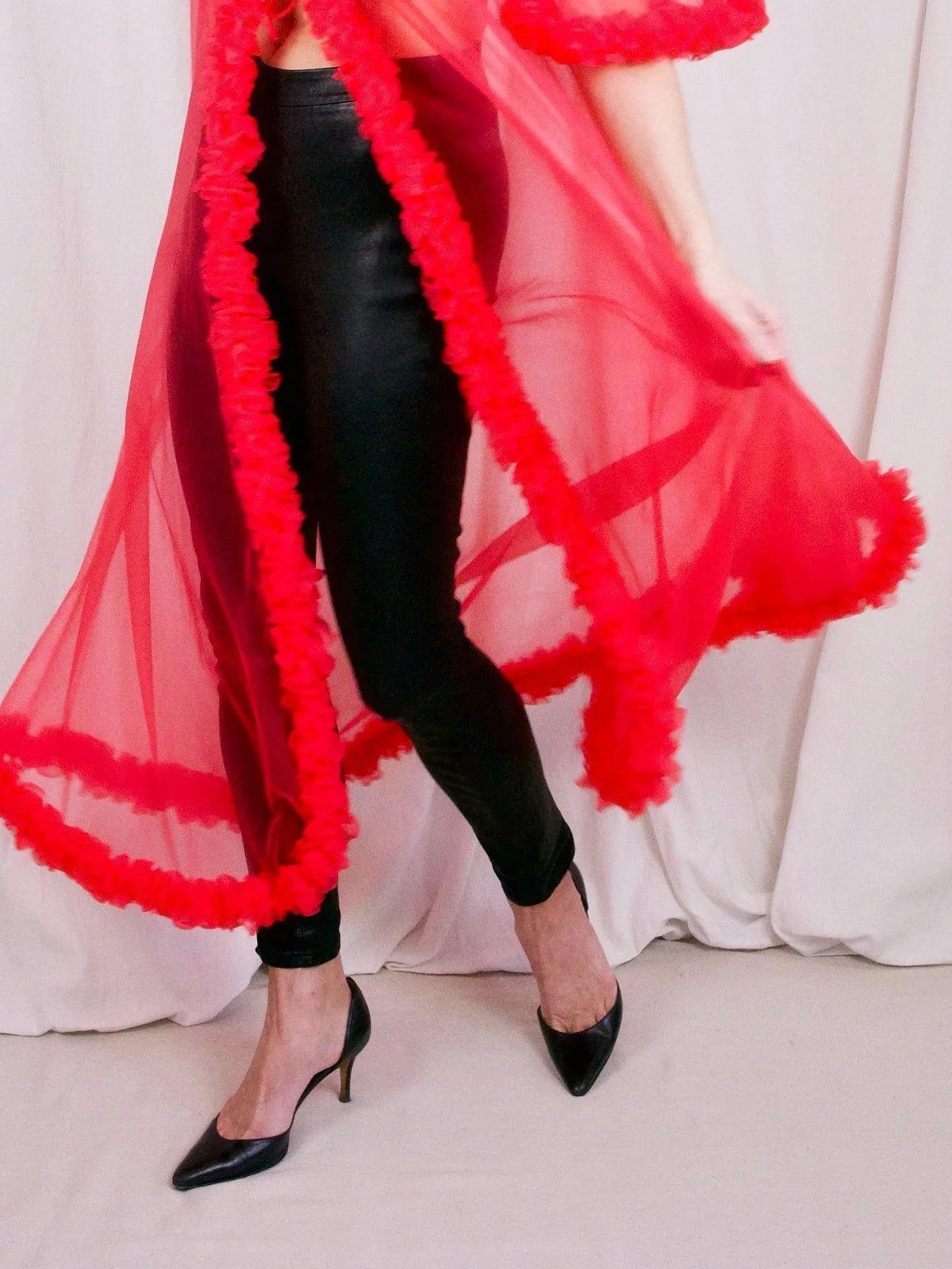 Vintage Sheer Pink Ruffle Robe