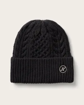 Vulcan Cable Knit Beanie in Black