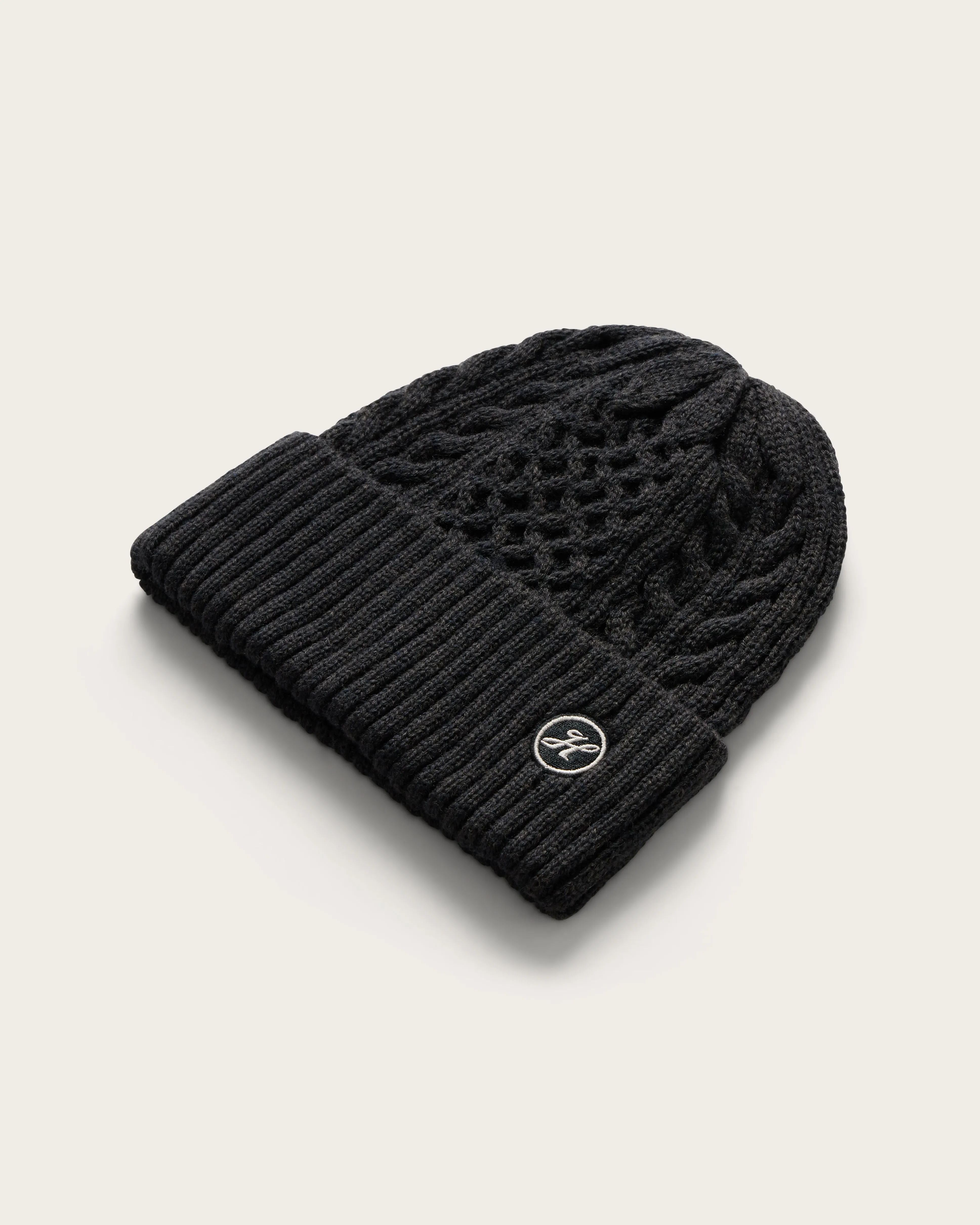 Vulcan Cable Knit Beanie in Black