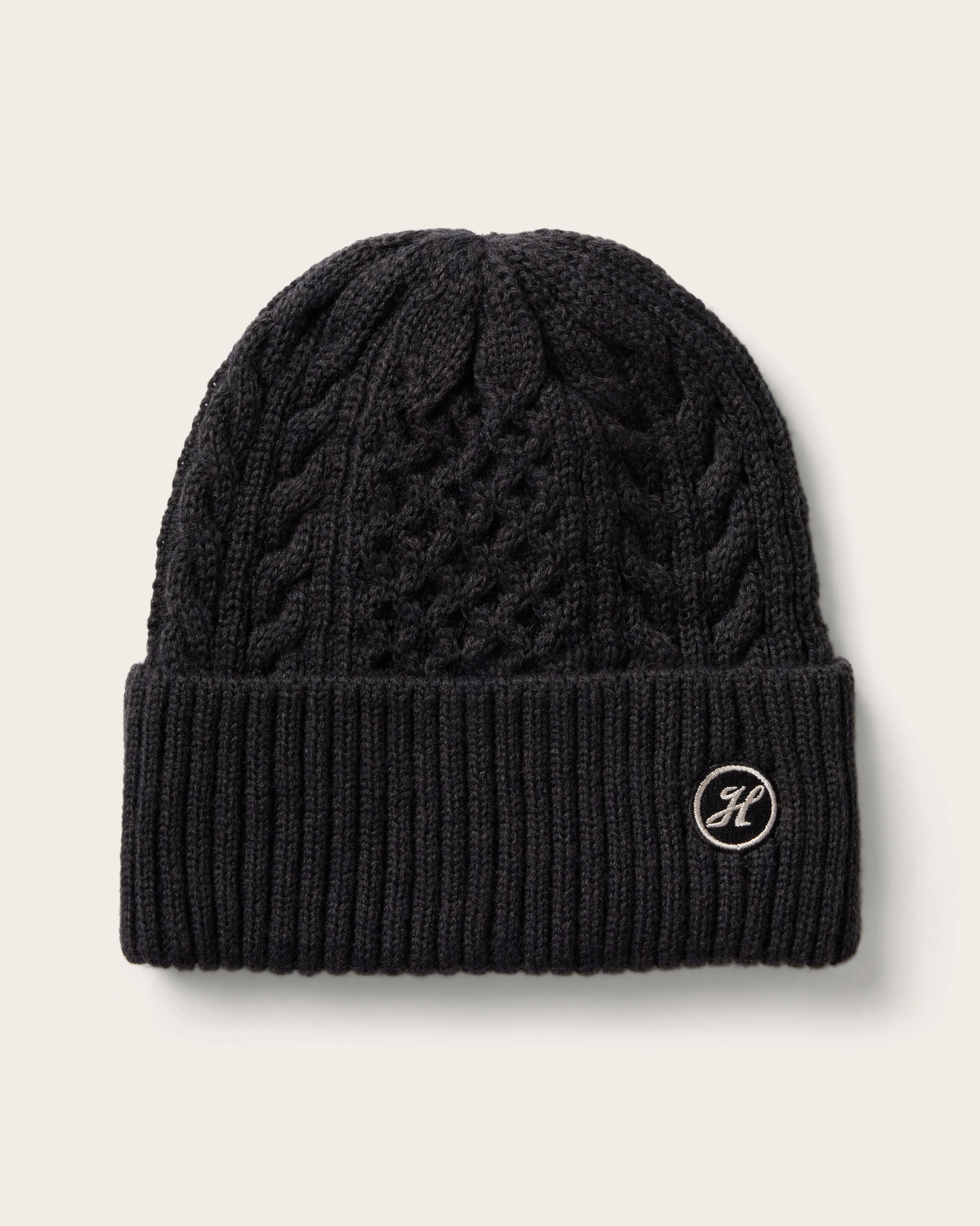Vulcan Cable Knit Beanie in Black