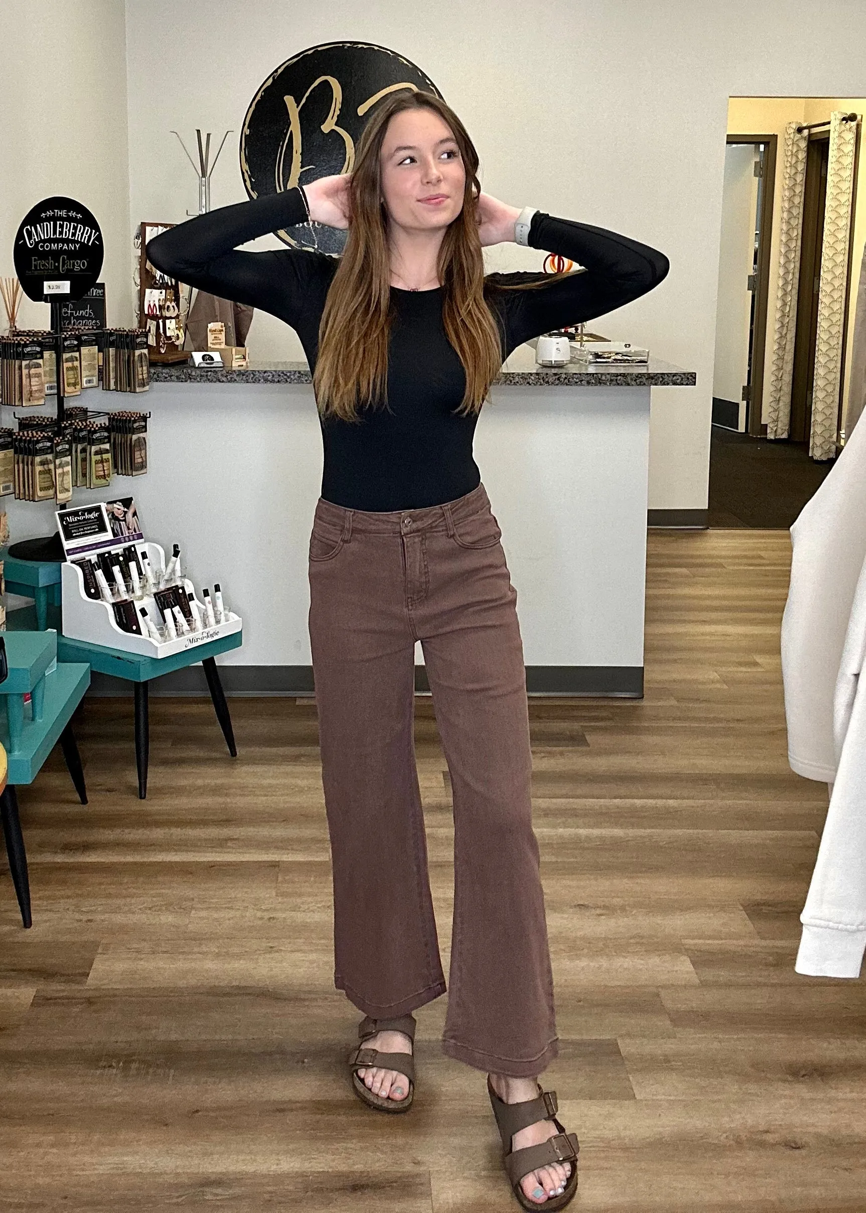 Wide Leg Chocolate Brown Jeans