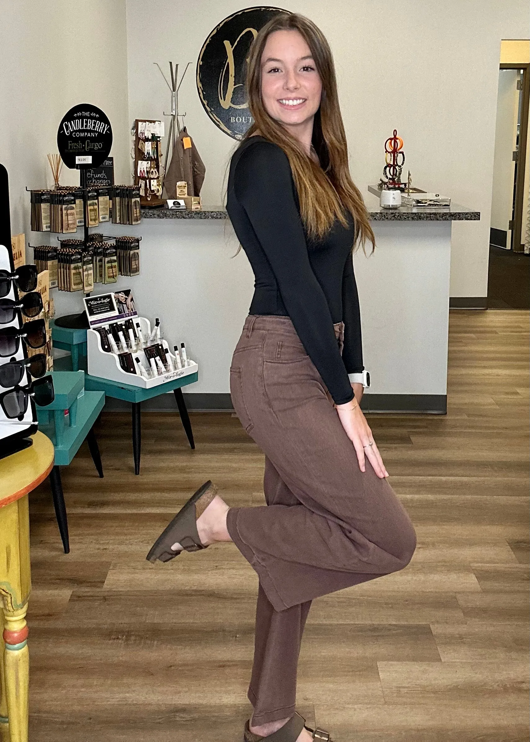Wide Leg Chocolate Brown Jeans