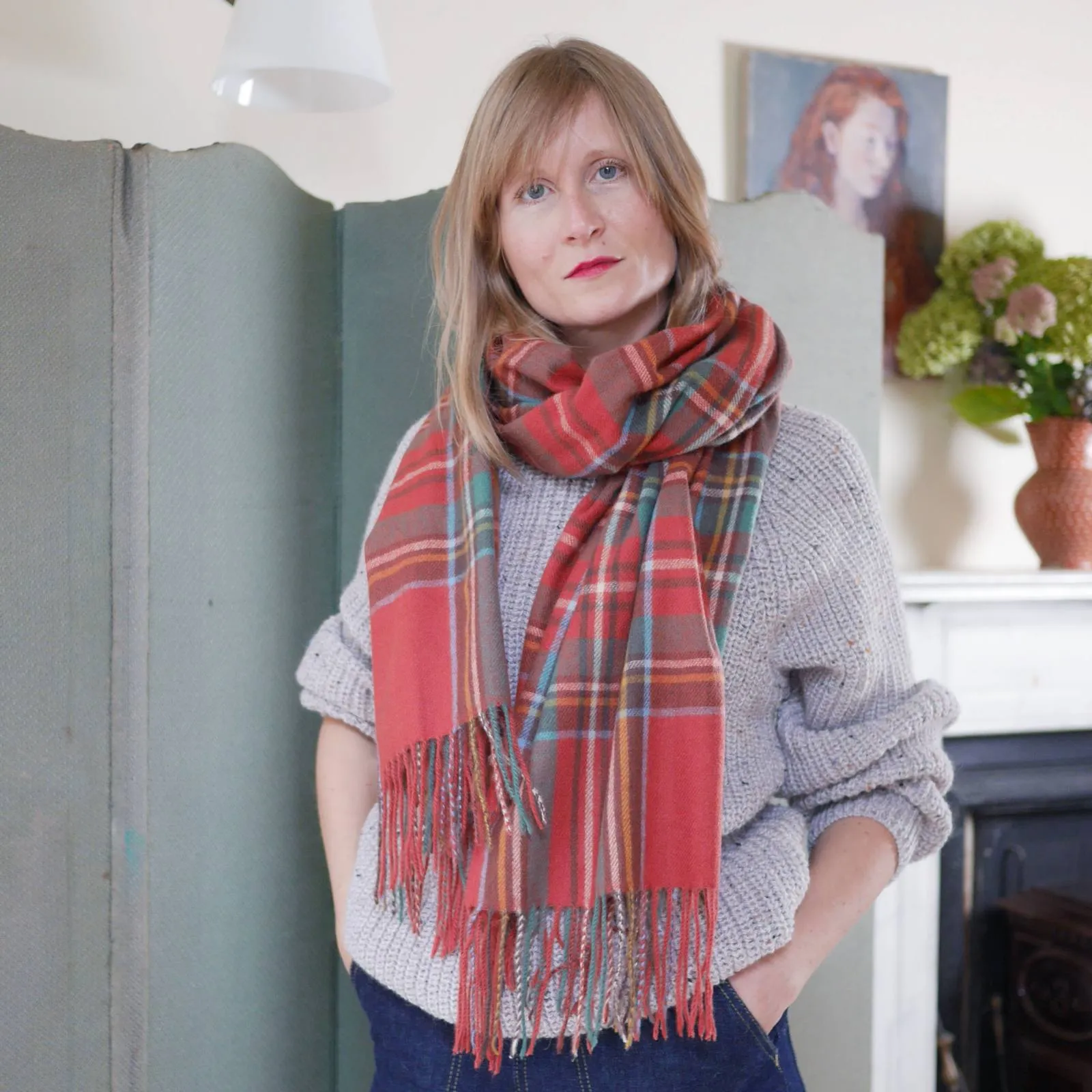 Wool Blend Tartan Scarf