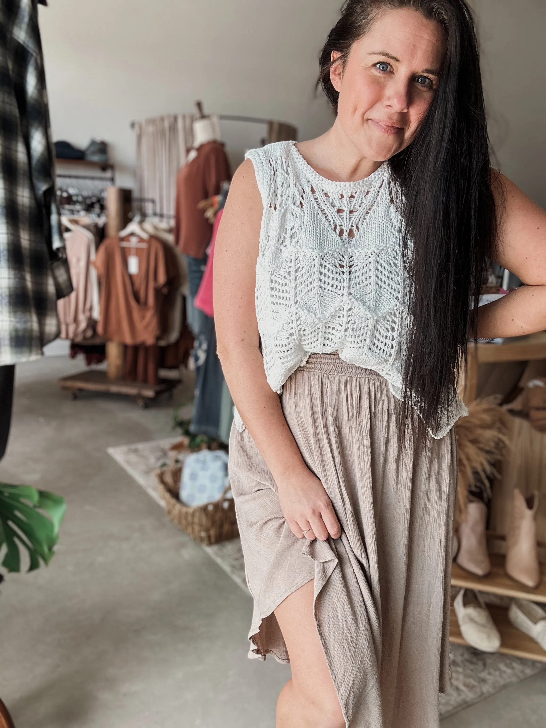 Woven High Waist Skirt