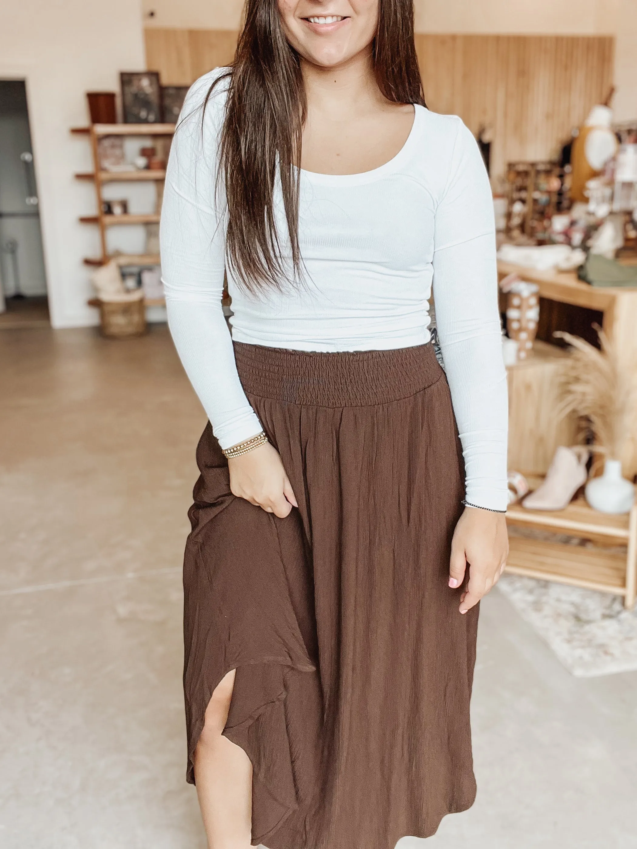 Woven High Waist Skirt