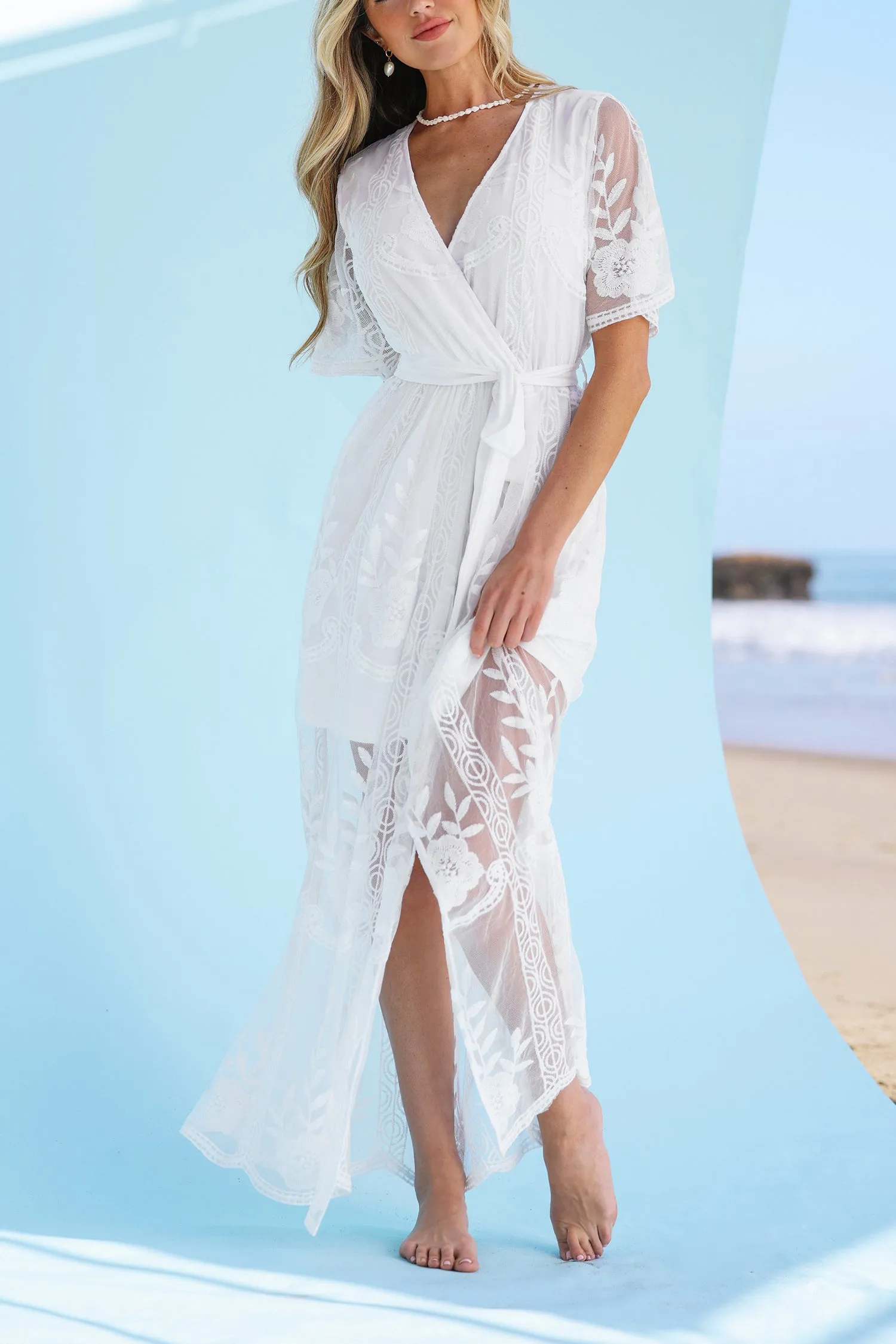 X Madison Beach Wedding Yours Forever Tiered Lace Maxi Dress