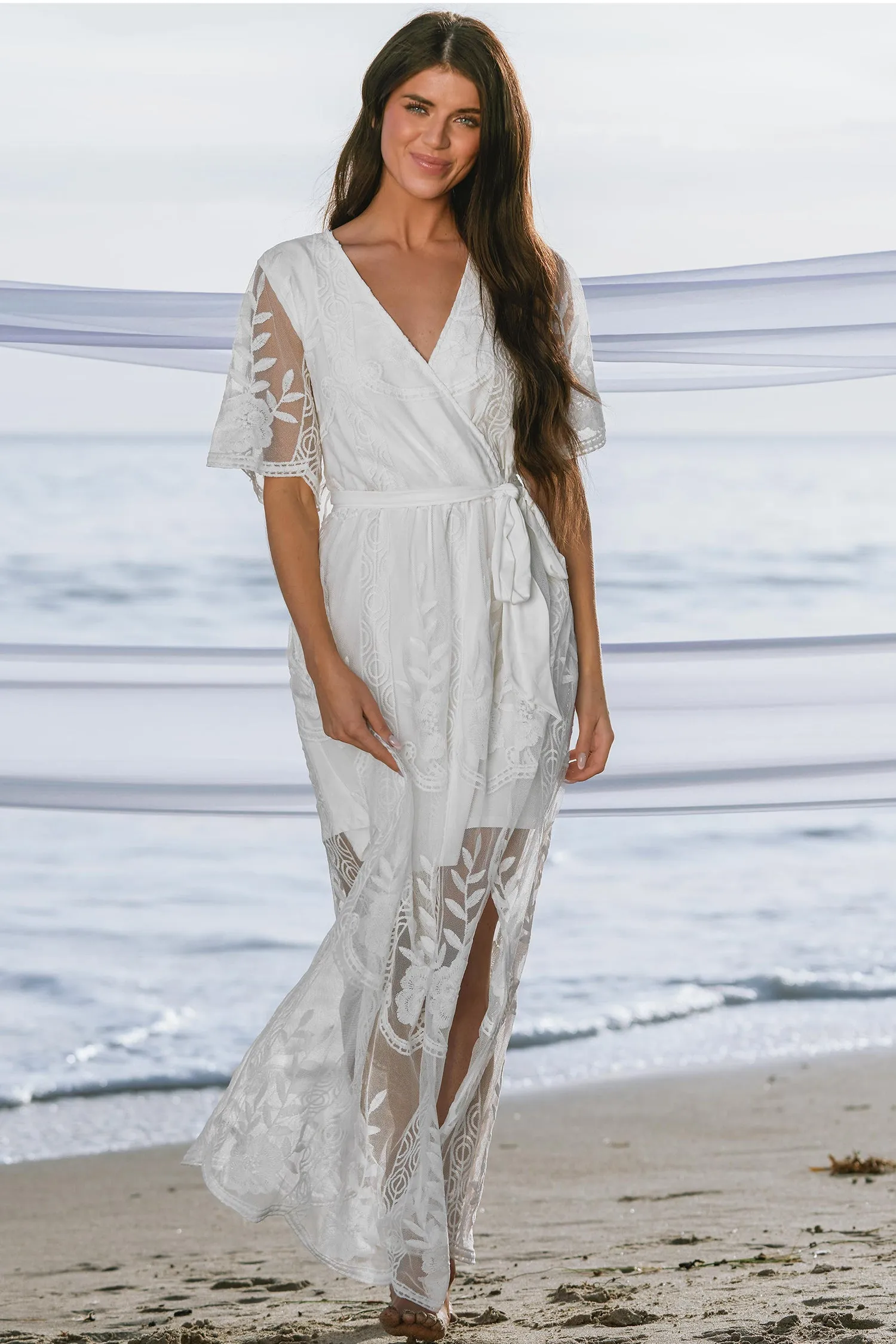 X Madison Beach Wedding Yours Forever Tiered Lace Maxi Dress
