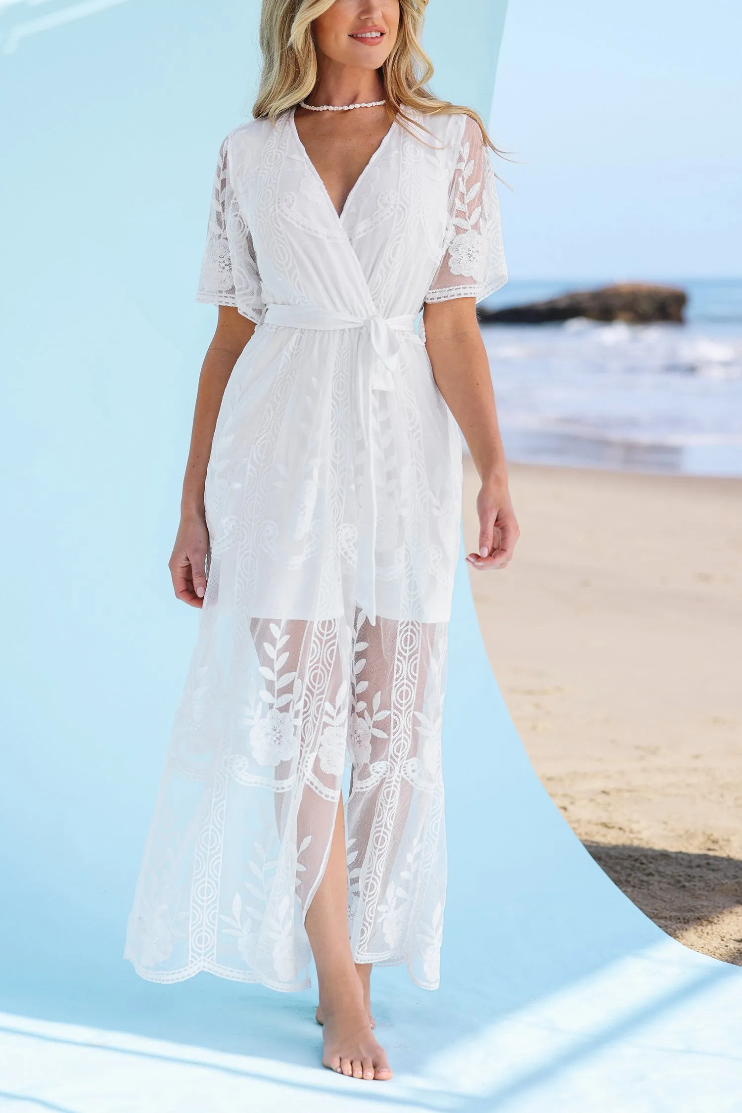 X Madison Beach Wedding Yours Forever Tiered Lace Maxi Dress