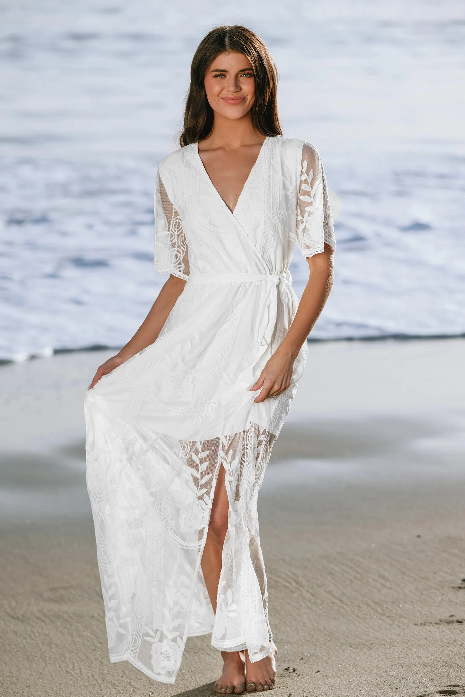 X Madison Beach Wedding Yours Forever Tiered Lace Maxi Dress
