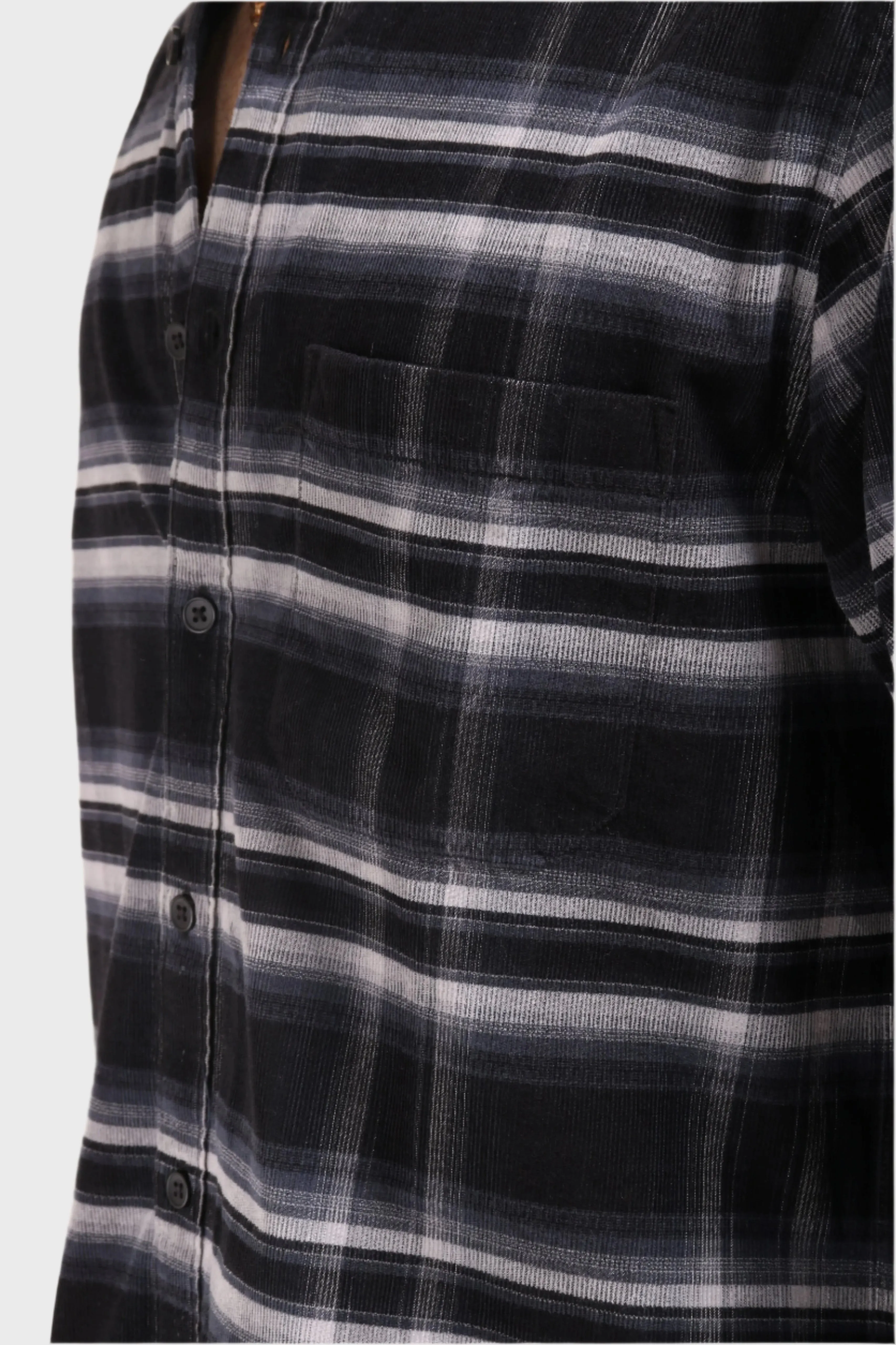 XKIND BLACK FINE CORDUROY CHECKS REGULAR FIT SHIRT