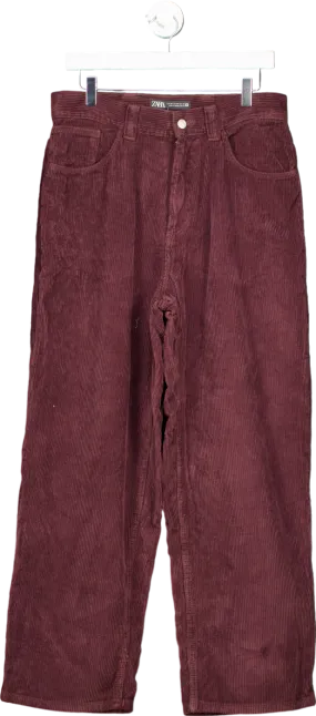 Zara Burgundy Corduroy Trousers EU 38
