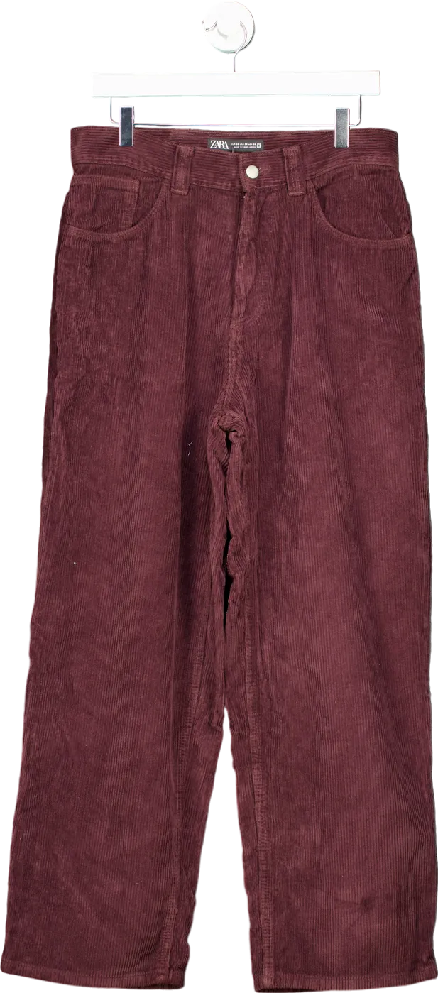 Zara Burgundy Corduroy Trousers EU 38